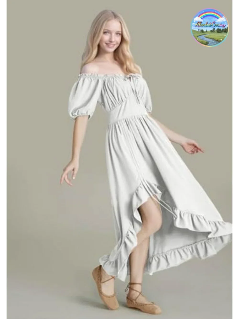 Victorian Renaissance Corset Maxi Dress Ruffle Off Shoulder Costume